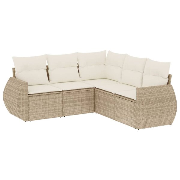 vidaXL Salon de jardin avec coussins 5 Pièces beige résine tressée