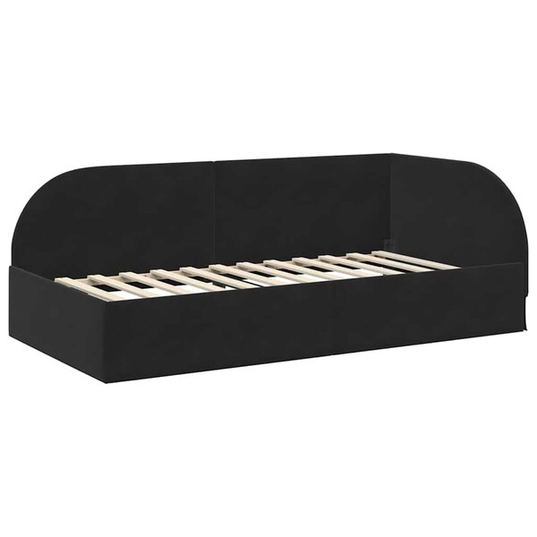 vidaXL Cadre de lit d'angle avec tête de lit Noir 90 x 200 cm Velours