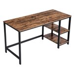 Bureau avec rangement table d ordinateur avec 2 étagères réversibles poste de travail pour télétravail salon cadre en acier style industriel 140 cm marron rustique et noir 12 0001282