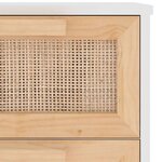 vidaXL Buffet Blanc 40x30x90 cm Bois de pin massif et rotin naturel