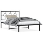 vidaXL Cadre de lit métal avec tête de lit noir 107x203 cm
