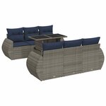 vidaXL Salon de jardin avec coussins 7 Pièces gris résine tressée acacia