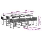 vidaXL Ensemble à manger de jardin et coussins 9 Pièces marron poly rotin