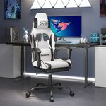 vidaXL Chaise de jeu pivotante et repose-pied Blanc et noir Similicuir