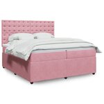vidaXL Sommier à lattes de lit avec matelas Rose 200x200 cm Velours