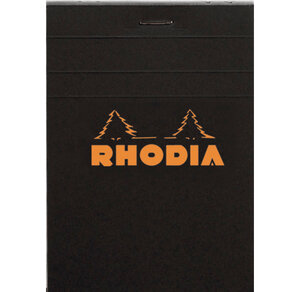 Bloc-Notes Agrafé N°12 8 5x12 cm Black - Petits Carreaux - 80 Feuillets Détachables RHODIA