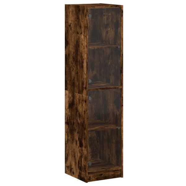 vidaXL Buffet avec portes en verre chêne fumé 35x37x142 cm