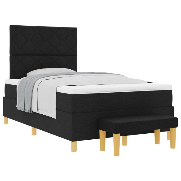 vidaXL Lit à ressorts avec tête de lit Noir 190 x 120 cm tissu