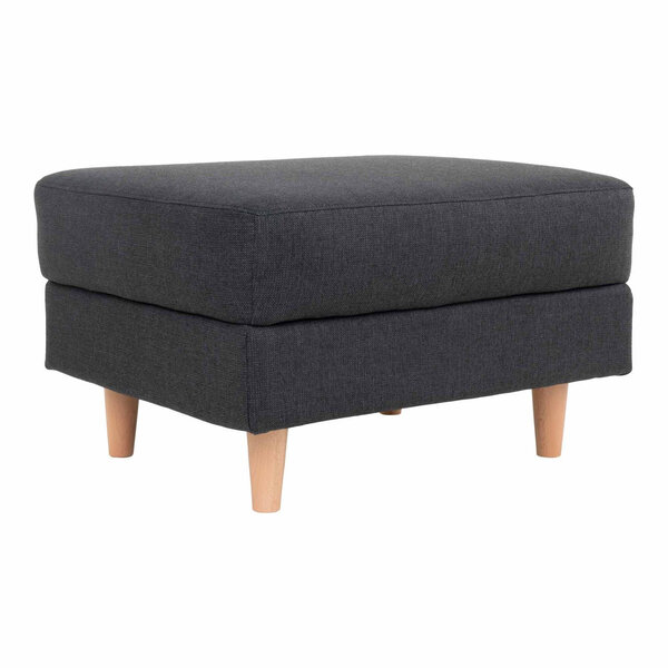 Pouf gris foncé avec pieds en bois naturel