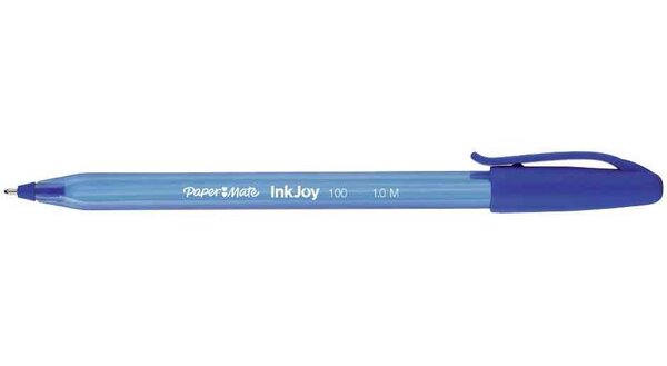Stylo bille InkJoy 100 Triangulaire à capuchon Pointe Moyenne Bleu Paper Mate