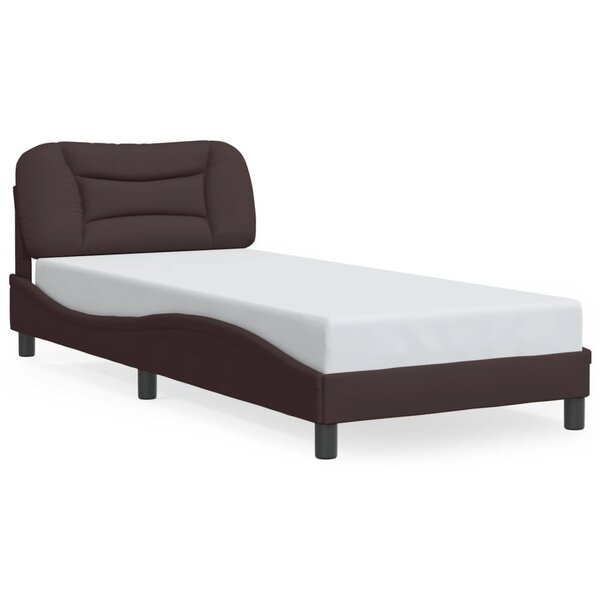 vidaXL Cadre de lit avec LED sans matelas Hvar marron foncé 90x200 cm tissu