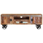 Vidaxl meuble tv avec roues 110x30x37 cm bois de récupération massif