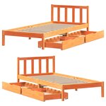 vidaXL Cadre de lit sans matelas cire marron 75x190 cm bois pin massif