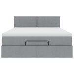 vidaXL Lit ottoman avec matelas et LED gris clair 140x190 cm tissu