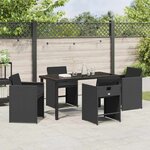vidaXL Ensemble de salle à manger pour jardin 5 Pièces Noir polyrotin