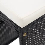 vidaXL Ensemble de bar de jardin 7 Pièces avec coussins poly rotin noir