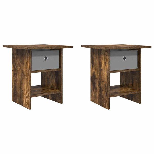 vidaXL Table de chevet 2 pc Chêne fumé 41 x 40 x 45 cm
