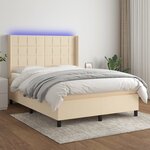 vidaXL Sommier à lattes de lit matelas et LED Crème 140x200 cm Tissu
