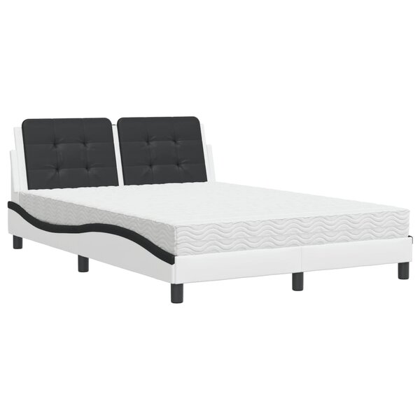 vidaXL Lit avec matelas blanc et noir 140x200 cm similicuir