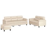vidaXL Ensemble de canapés 3 Pièces avec coussins beige tissu microfibre