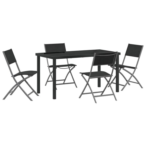 vidaXL Set de repas de jardin 5 pièces en textilène noir et acier
