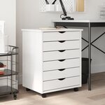 vidaXL Armoire roulante avec tiroirs MOSS blanc bois de pin solide