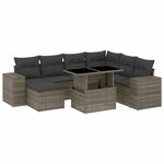 vidaXL Salon de jardin 8 Pièces avec coussins gris résine tressée