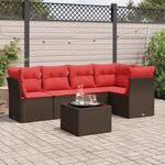 vidaXL Salon de jardin 6 Pièces avec coussins marron résine tressée