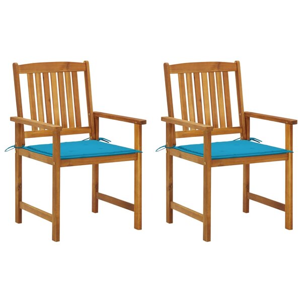 vidaXL Chaises de jardin avec coussins lot de 2 Bois d'acacia massif