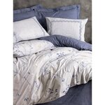 Parure de lit - housse de couette 220 x 240 + 2 taies d'oreiller 60 x 60 coton renforcé - Bleu