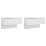 vidaXL Tables de chevet murales 2 Pièces Blanc brillant