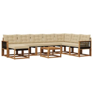 vidaXL Ensemble de canapés d'extérieur 9 pc Naturel et Beige