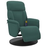 vidaXL Fauteuil inclinable de massage repose-pied vert foncé velours