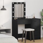 vidaXL Table de maquillage avec lumières LED Chêne noir 50x41x135 cm