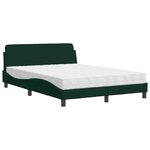 vidaXL Lit avec matelas Dover vert foncé 120x200 cm velours