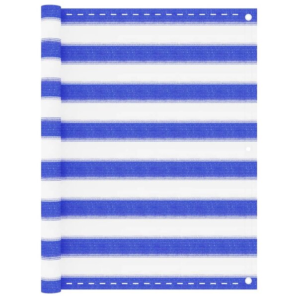 vidaXL Écran de balcon Bleu et blanc 90x400 cm PEHD
