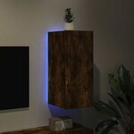 vidaXL Meuble TV mural avec lumières LED chêne fumé 30 5x35x70 cm
