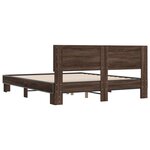 vidaXL Cadre de lit chêne marron 150x200 cm bois d'ingénierie et métal