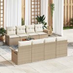 vidaXL Ensemble de canapé de jardin 7 Pièces Beige  Crème 55 x 55 x 37 cm