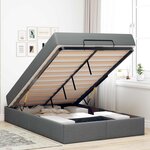 vidaXL Cadre de lit avec matelas avec matelas 2 Pièces Gris Foncé tissu