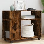 vidaXL Table d'appoint avec roues chêne fumé bois d'ingénierie