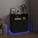 vidaXL Buffet LED Chêne noir 71 x 34 5 x 75 cm Bois d'ingénierie