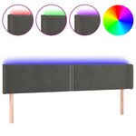 vidaXL Tête de lit à LED Gris foncé 203x16x78/88 cm Velours