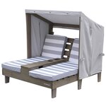 Kidkraft chaise longue double avec porte-gobelets pour enfants gris