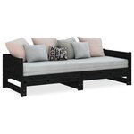 vidaXL Lit coulissant Noir Bois de pin solide 2x(90x190) cm