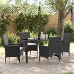 vidaXL Ensemble de salle à manger pour jardin 5 Pièces Noir Poly rotin