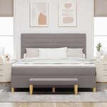 vidaXL Lit à ressorts avec tête de lit Taupe 180 x 200 cm tissu