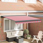 vidaXL Auvent Rétractable Rouge et Blanc 300 x 250 cm Tissu et Métal