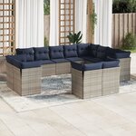 vidaXL Salon de jardin avec coussins 12 Pièces gris résine tressée