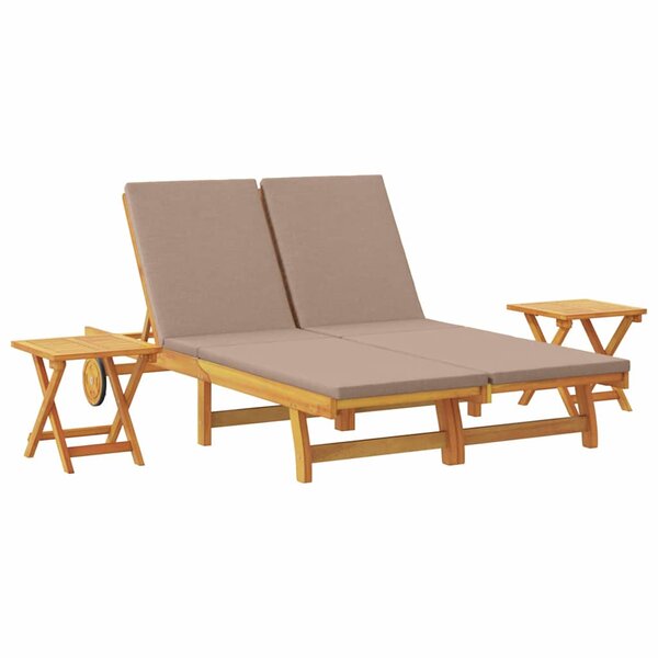 vidaXL Transat avec coussin Taupe Bois d'Acacia Massif